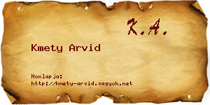 Kmety Arvid névjegykártya